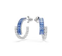 Swarovski Pendientes de aro Matrix, Tallas mixtas, Azules, Baño de rodio
