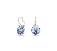 Swarovski Pendientes Bella V, Cada Pendiente Bañado en Rodio y con un Cristal de Talla Redonda en Azul, Pendientes de la Colección Bella, Talla redonda, Azules, Baño de Rodio