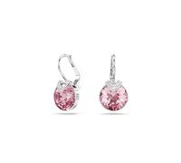 Swarovski Pendientes Bella V, Cada Pendiente Bañado en Rodio y con un Cristal de Talla Redonda en Rosa, Pendientes de la Colección Bella, Talla redonda, Rosas, Baño de Rodio