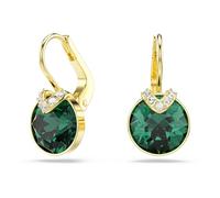 Swarovski Pendientes Bella V, Cada Pendiente Bañado en Tono Oro y con un Cristal de Talla Redonda en Verde, Pendientes de la Colección Bella, Talla redonda, Verdes, Baño tono Oro
