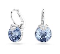 Swarovski Pendientes Bella V, Talla redonda, Azules, Baño de rodio