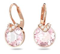 Swarovski Pendientes Bella V, Talla redonda, Rosas, Baño tono oro rosa