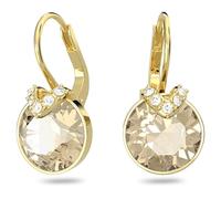 Swarovski Pendientes Bella V, Talla redonda, Tono dorado, Baño tono oro