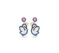 Swarovski Pendientes chapados en oro con cristales de cisne pop para mujer, color azul, Cristal