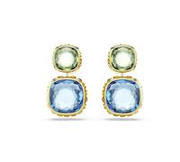 Swarovski Pendientes Chroma, Talla cojin, Multicolores, Baño tono oro