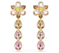 Swarovski Pendientes colgantes Idyllia, corte mixto, flor, multicolor, chapado en oro