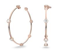 Swarovski Pendientes Constella, Anillos De Corte Redondo, Chapado De Tono Oro Rosado, Blanco, One Size, Chapado en tono oro rosado,Zirconia, Circonia cúbica