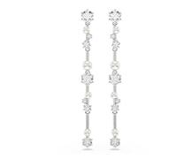 Swarovski Pendientes Constella, Crystal Pearl, Tallas redondas, Blancos, Baño de rodio