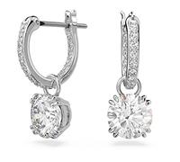 Swarovski pendientes constella, talla redonda,blancos, baño rodio