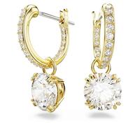 Swarovski Pendientes Constella, Talla redonda, Blancos, Baño tono oro