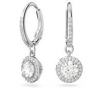 Swarovski Pendientes Constella, Talla redonda, Pavé, Blancos, Baño de rodio