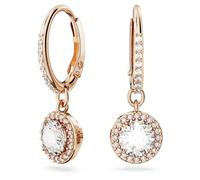 Swarovski Pendientes Constella, Talla redonda, Pavé, Blancos, Baño tono oro rosa