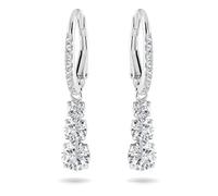 Swarovski Pendientes de aro Attract Trilogy, Talla redonda, Blancos, Baño de rodio