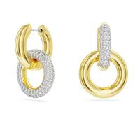 Swarovski Pendientes de aro Dextera, Diseño Asimétrico, Bucle Entrelazado, Cristales Blancos, Baño Tono Oro