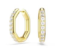 Swarovski Pendientes de aro Dextera, Forma octagonal, Talla redonda, Blancos, Baño tono oro