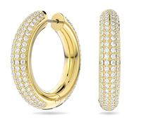 Swarovski Pendientes de aro Dextera, Medianos, Blancos, Baño tono oro