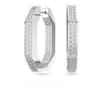 Swarovski Pendientes de Aro Dextera Octagonal para Mujer, Pendientes con Cristales, en Baño de Rodio, Colección Dextera de Swarovski