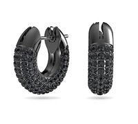 Swarovski Pendientes de aro Dextera, Pequeños, Negros, Baño de rutenio