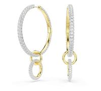 Swarovski Pendientes de aro Dextera, Talla redonda, Blancos, Baño tono oro