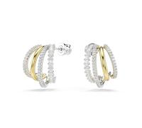 Swarovski Pendientes de aro Hyperbola, cortes mixtos, mini, transparentes, acabado metálico mezclado, One Size, Zirconia cúbica, Zirconia cúbica