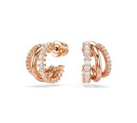Swarovski Pendientes de aro Hyperbola, Tallas mixtas, Mini, Blancos, Baño tono oro rosa