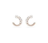 Pendientes de aro Matrix, Crystal Pearl, Talla redonda, Blancos, Baño tono oro rosa