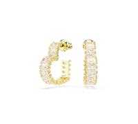 Swarovski Pendientes de aro Matrix, Talla baguette, Corazón, Pequeños, Blancos, Baño tono oro