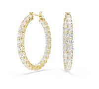 Swarovski Pendientes de aro Matrix, Talla redonda, Blancos, Baño tono oro