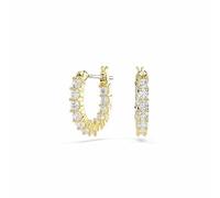 Swarovski Pendientes de Aro Matrix Vittore, Aros Mini Decorados con Swarovski Zirconia, de la Colección Matrix Vittore, Talla Redonda, Baño en Tono Oro, Blancos