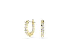 Swarovski Pendientes de Aro Matrix Vittore, Aros Mini Decorados con Swarovski Zirconia, de la Colección Matrix Vittore, Talla Redonda, Baño en Tono Oro, Blancos