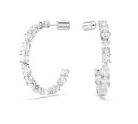 Swarovski Pendientes de Aro Mesmera, Swarovski Zirconia Blanca de Tallas Mixtas, Baño de Rodio
