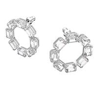 Pendientes de aro Millenia, Talla octogonal, Blancos, Baño de rodio OS