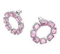 Swarovski Pendientes De Aro Millenia, Cristales Talla Octagonal, Rosa, Baño De Rodio