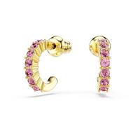 Swarovski Pendientes de aro Mini Hoop, Talla redonda, Rosas, Baño tono oro