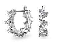 Swarovski Pendientes de aro Ortyx, Talla triangular, Pequeños, Blancos, Baño de rodio