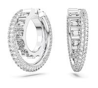 Swarovski Pendientes de Aro Rota para Mujer, Pendientes con un Diseño de Doble Aro, en Baño de Rodio, Colección Rota de Swarovski