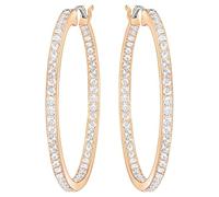 Swarovski Pendientes de aro Sommerset, Blancos, Baño tono oro rosa