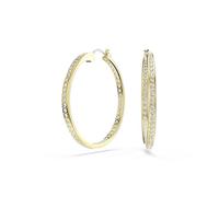 Swarovski Pendientes de aro Sommerset, Borde Exterior de cada Pendiente Bañado en Tono Oro Delicadamente Adornado con un Pavé de Cristales Transparentes, Blancos