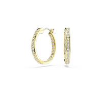 Swarovski Pendientes de aro Sommerset, Pendientes Pequeños con Borde Exterior de cada Pendiente Bañado en Tono Oro Delicadamente Adornado con un Pavé de Cristales Transparentes, Blancos