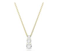 Swarovski Pendientes de Aro Stilla Attract, con Trío Zirconia Transparentes en Talla Redonda y Pavé, Colección Stilla Attract, Baño en Tono Oro, Blancos