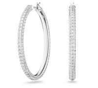Swarovski Pendientes de aro Stone, Pavé, Grandes, Blancos, Baño de rodio