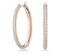 Swarovski Pendientes de Aro Stone para Mujer, con Baño Tono Oro Rosa, Cristales Blancos, Colección Stone de Swarovski