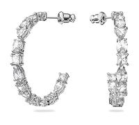 Swarovski Pendientes de aro Tennis Deluxe Mixed, blanco, baño de rodio