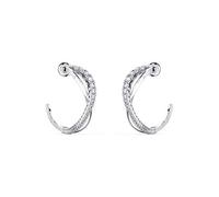 Swarovski Pendientes de aro Twist, blanco, baño de rodio