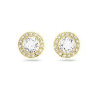 Swarovski Pendientes de botón Angelic, blanco, Baño en tono Oro
