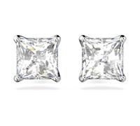 Swarovski Pendientes de Botón Attract para Mujer, Pendientes Stud con Cristal Transparente en Talla Princesa, Baño de rodio, Colección Attract