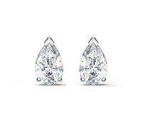 Swarovski Pendientes de botón Attract, Talla pera, Blancos, Baño de rodio