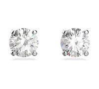 Swarovski Pendientes de botón Attract, Talla redonda, Blancos, Baño de rodio