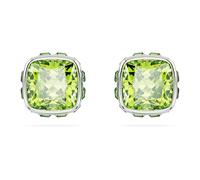Swarovski Pendientes de botón Birthstone, Talla cuadrada, Agosto, Verdes, Baño de rodio