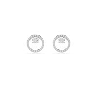 Swarovski Pendientes de botón Constella, talla redonda, blancos, baño de rodio